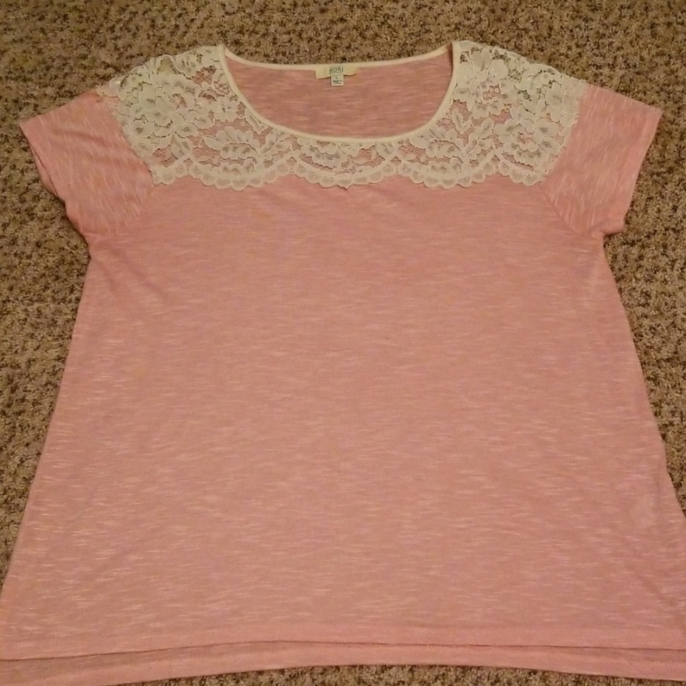 Peach & Lace Top